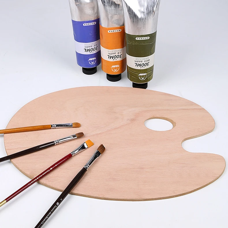 1 Stück ovale Holzpalette, Acrylpalette, Ölgemäldepalette für Feinkunst, Gouache-Acrylgemälde-Palette HH-03 – Detail 4