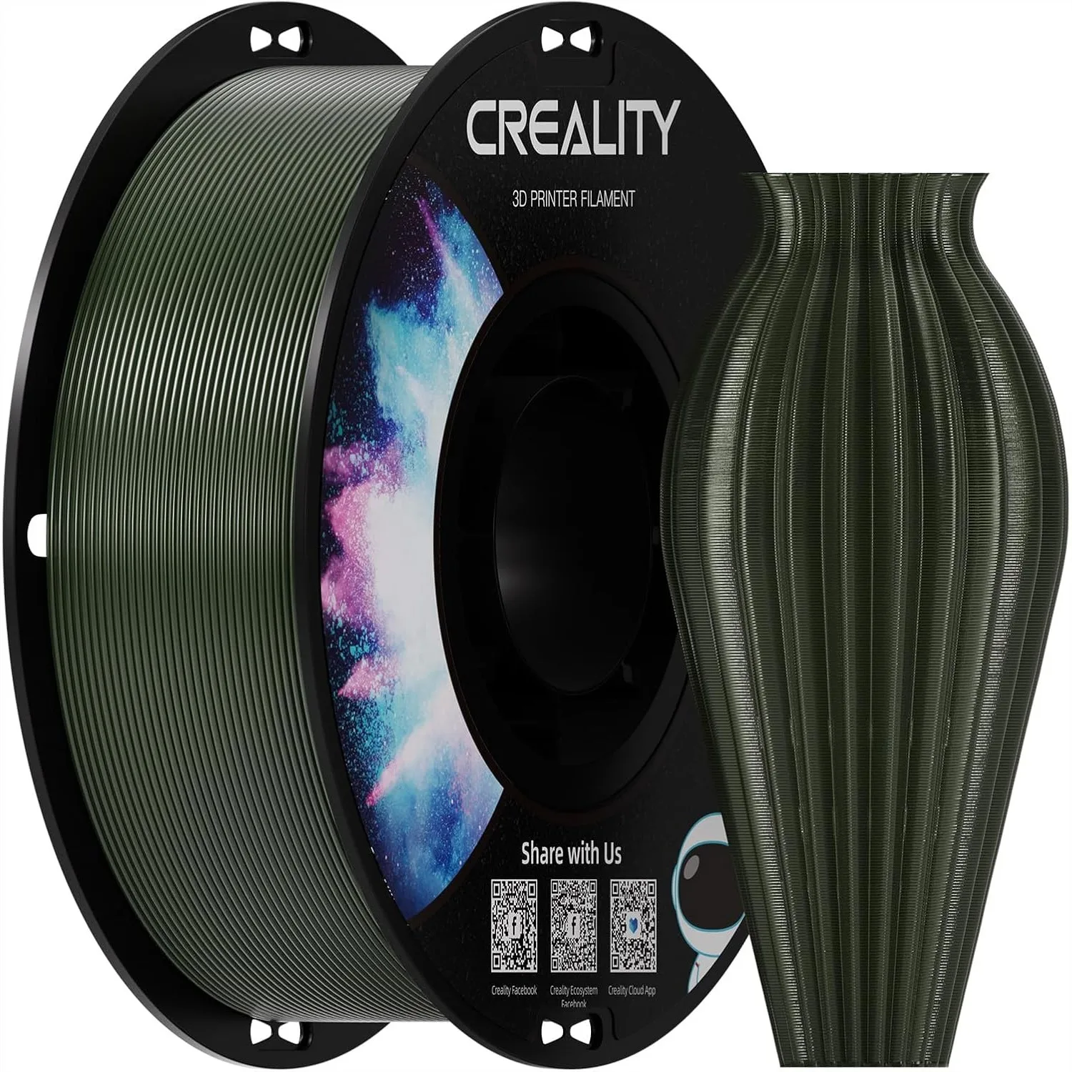 PETG Filament 1.75mm, Toughness High Precision, Moistureproof 1kg Spool for 3D Printer, Army Green