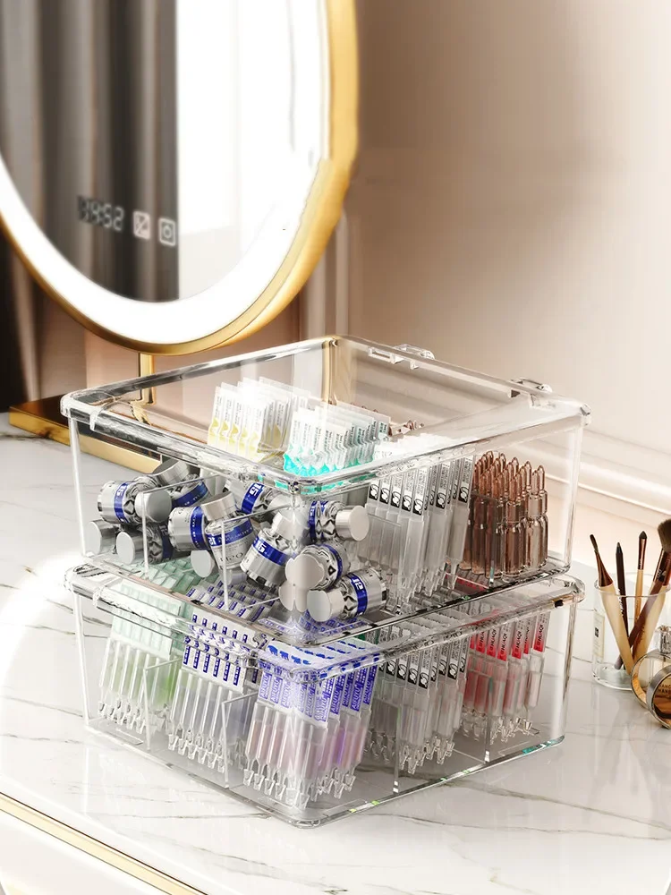 Dustproof Disposable Essence Storage Box Acrylic Organizer for Beauty Contact Lens Ampoule Skincare Sample Perfume Holder