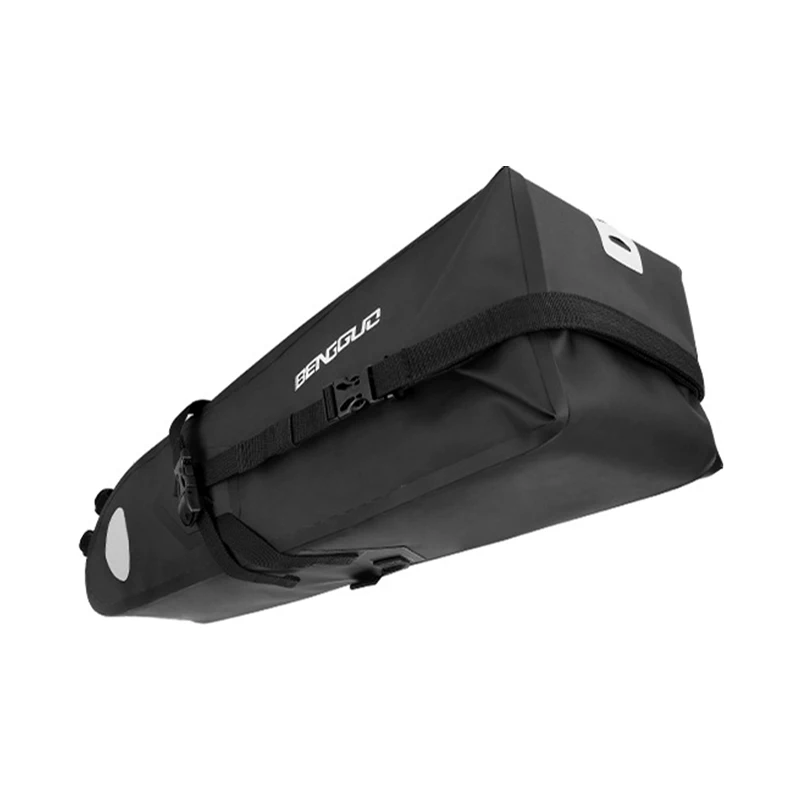 

1 шт. черная велосипедная сумка из искусственной кожи, водонепроницаемая, прочная, для горного велосипеда, большая вместительная сумка на заднее сиденье для велоспорта на открытом воздухе, 62,5 см