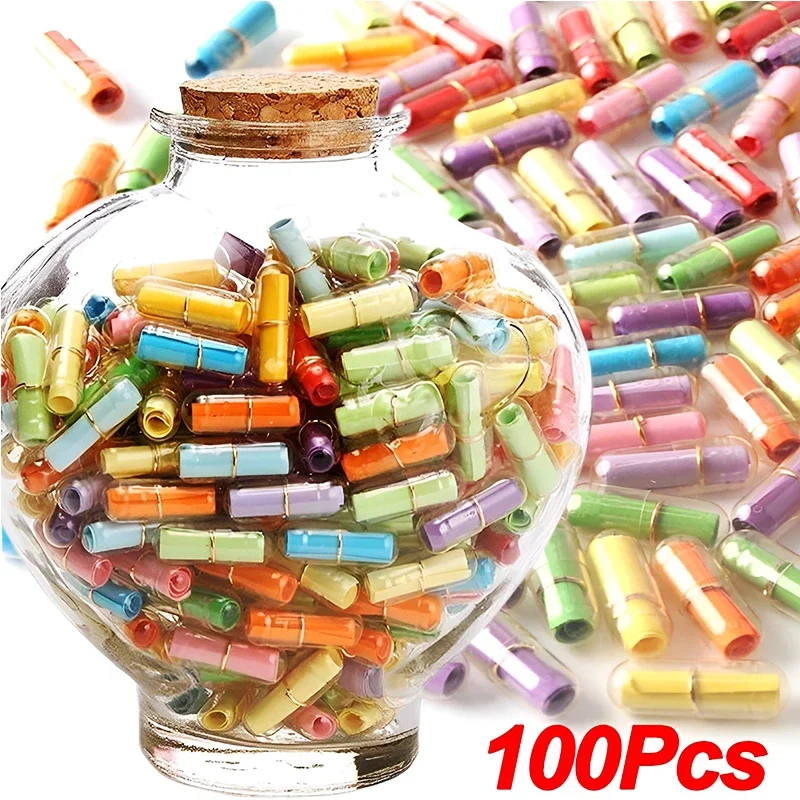 100Pcs Message Capsule Transparent Mini Love Pills Gift Paper Roll Mini Letter Pad Notes Wedding Party Favors Valentine's Gift