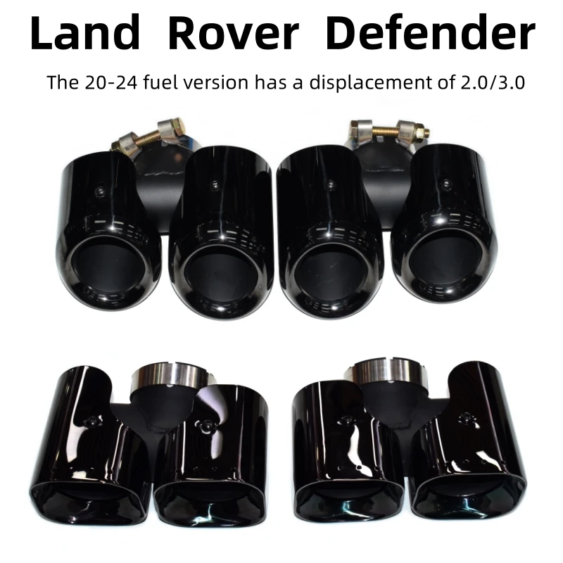 For 20-24 Land Rover Defender 90 110 130 tailpipe Muffler tip upgrade carbon fibre black square quad outlet exhaust pipe