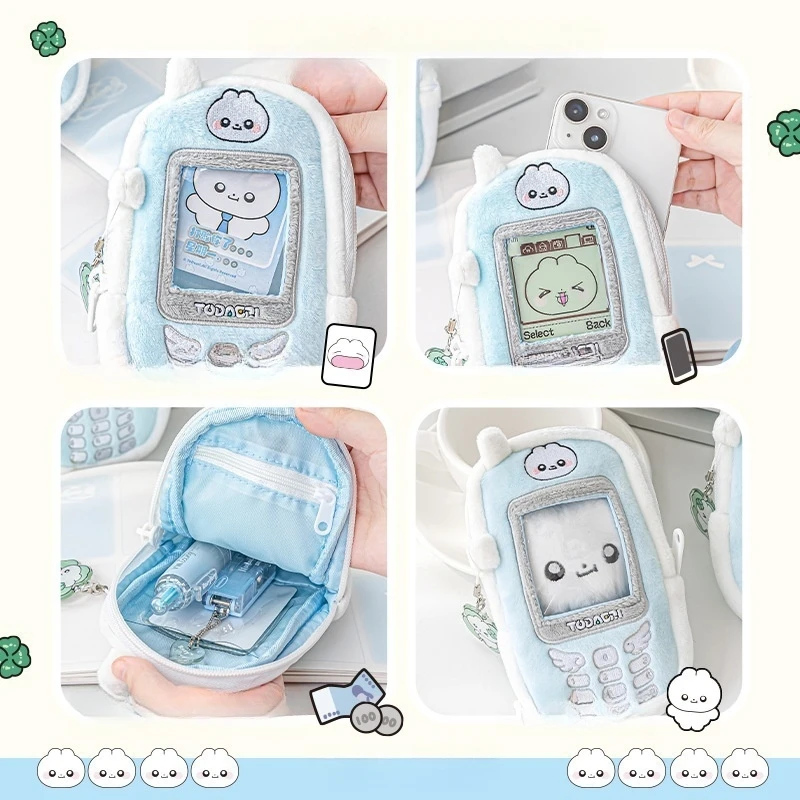 Kawaii ريترو زر الهاتف حافظة للبطاقات الكرتون سعة كبيرة شاحنة صغيرة حقيبة التخزين حقيبة الهاتف المحمول Y2K نمط عرض دمية حقيبة #4