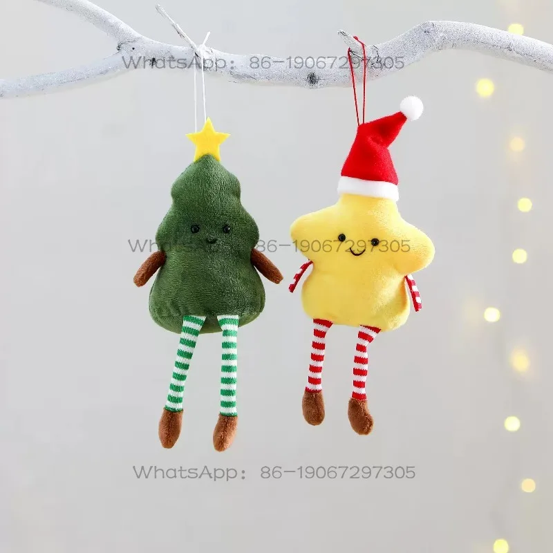New Christmas Tree Five-pointed Star Doll Pendant Cartoon Plush Doll Pendant Gift