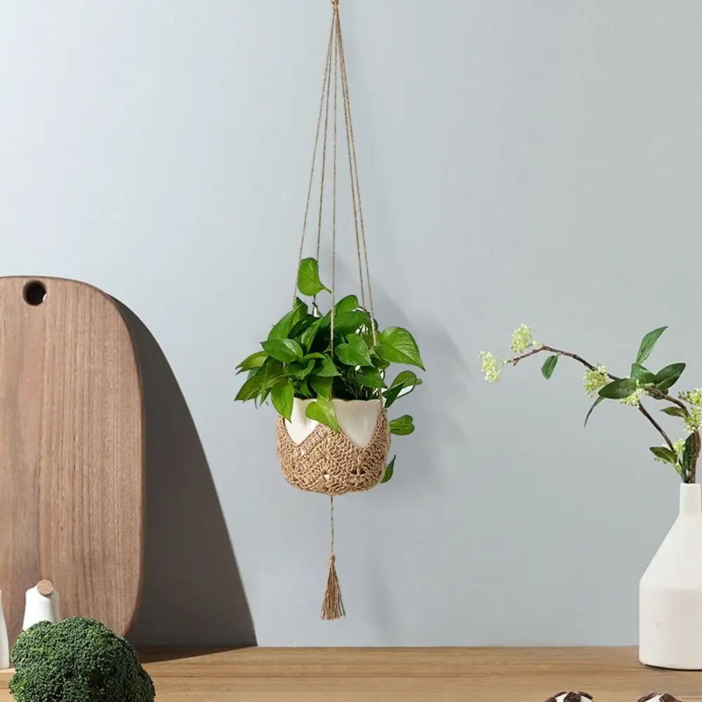 Plant Stand Hat Shaped Macrame Flower Pot Hanging Basket Hand Woven Hemp Rope Hanging Planter Sturdy Plant Hanger Home