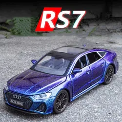 1/32 RS7 Alloy Diecast Toys Car Model Vehicles Metal Body Rubber Tires 6 Door Opened Sound Light Pull Back Toy Car Kid  Gifts