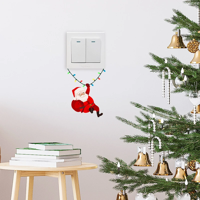 Christmas Wall Decals Funny Santa Claus Vinyl Switch Sticker for Xmas Home Decoration Aesthetic Rooms Create Festival Atmosphere