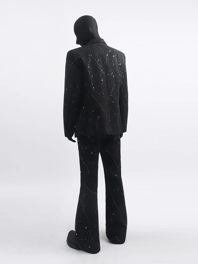 Men's 2025 Spring Autumn New High-End 2pcs Starry Sky Design Suit Jackets Stylish Fashion Men's Trendy Blazers Suit Pants Sets
