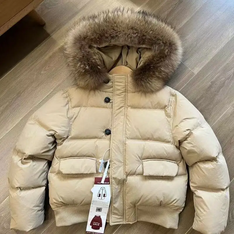 

Teen Girls Down Jacket Winter 2025 New Korean Version Children's Big Fur Collar Down Cotton Jacket Kids Parka Cotton Clothes