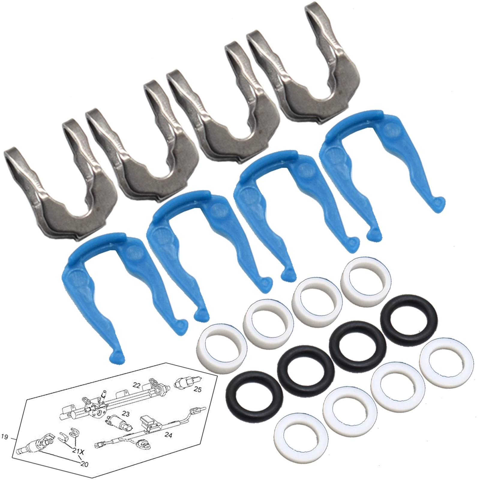 APKTNKA-Motor Gasolina Injector De Entrega De Combustível, Arruela De Vedação De Entrada De Ar, O Ring Repair Kit para Vauxhall Opel Astra Signum Zafira 2.2