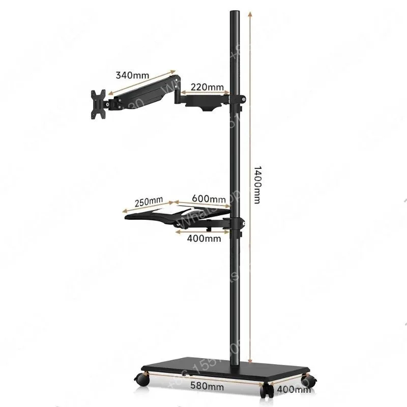 Floor-to-ceiling Bracket Movable Lifting Table with Keyboard Support Screen Rotating Telescopic Cantilever Hanger