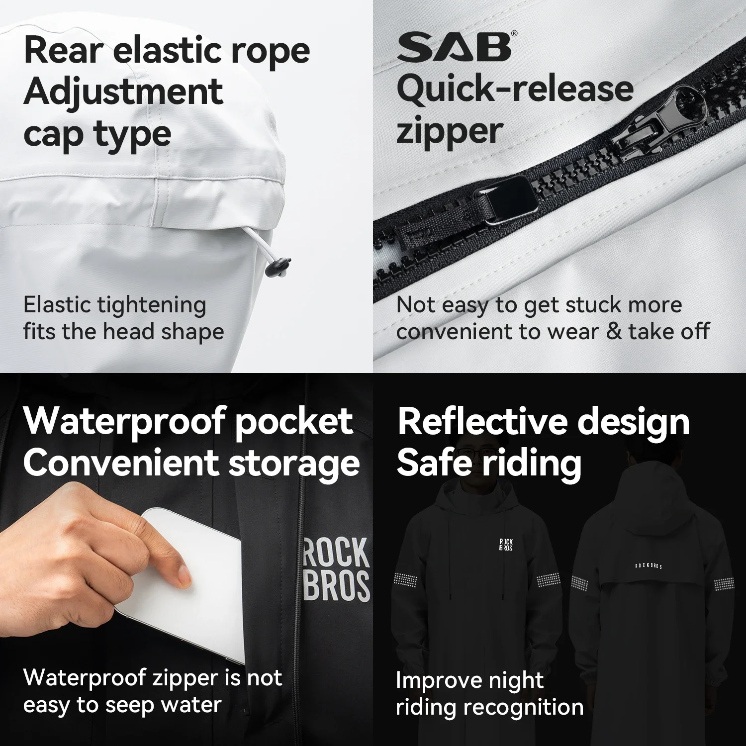 

ROCKBROS Multi-Functional Long Cycling Raincoat Waterproof Breathable Rain Gear Adult Hooded Outdoor Cycling Hiking Rain Poncho