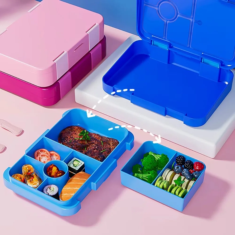 Single-layer 810ml Lunch Box Interlayer Divided Microwave Oven Bento Box Easy to Clean Leakproof Fork Spoon Preservation Box view 3