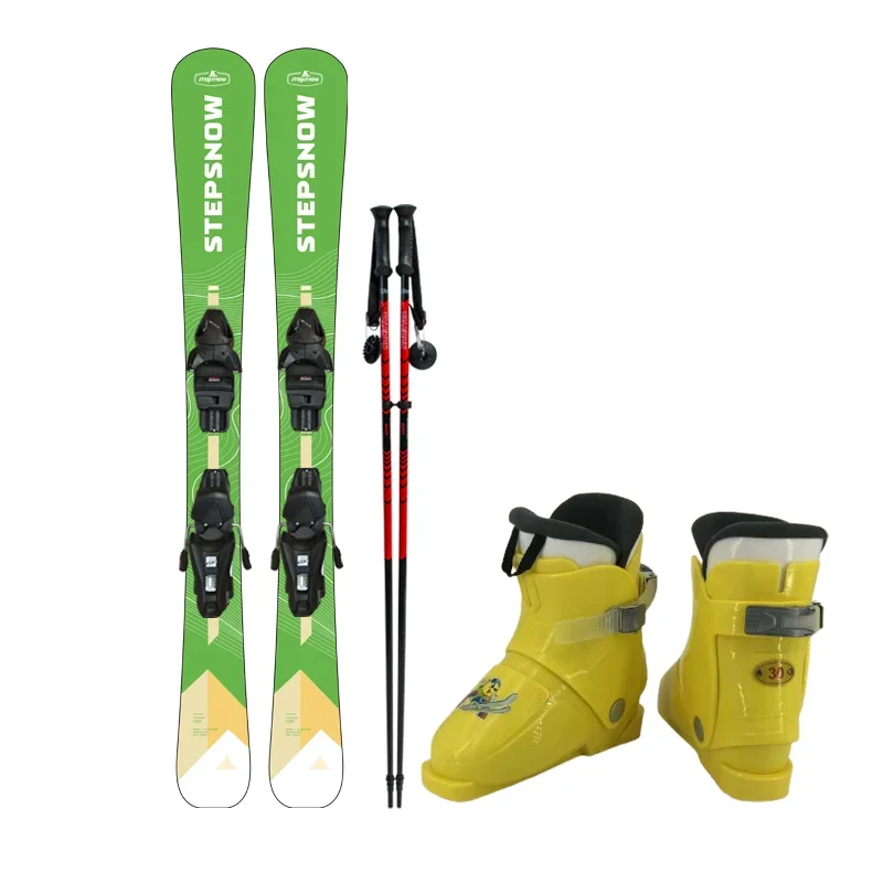 2024 Kids Ski Set Comfort Cap Construction Bindings Boots Poles Hot Sale Snowboard Ski Accessories