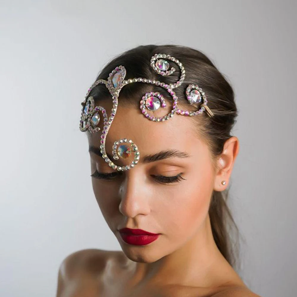 Stonefans Vintage Belly Dance Headpiece for Women Performance Ornament Charm Boho Tiara Rhinestone Headdress Jewelry Ballroom