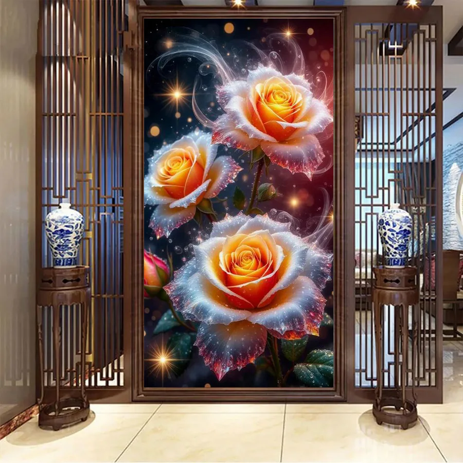 Large Size Diy Diamond Painting New Collection Colorful Flowers Full Square Round Drill Mosaic Embroidery Picture Wall Decor