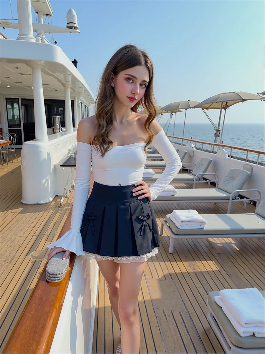 

Pleated Bow Skirts Womens Elegant Ruffled Patchwork High Waist Mesh Flowy Chic Layered Simple Midi Modern