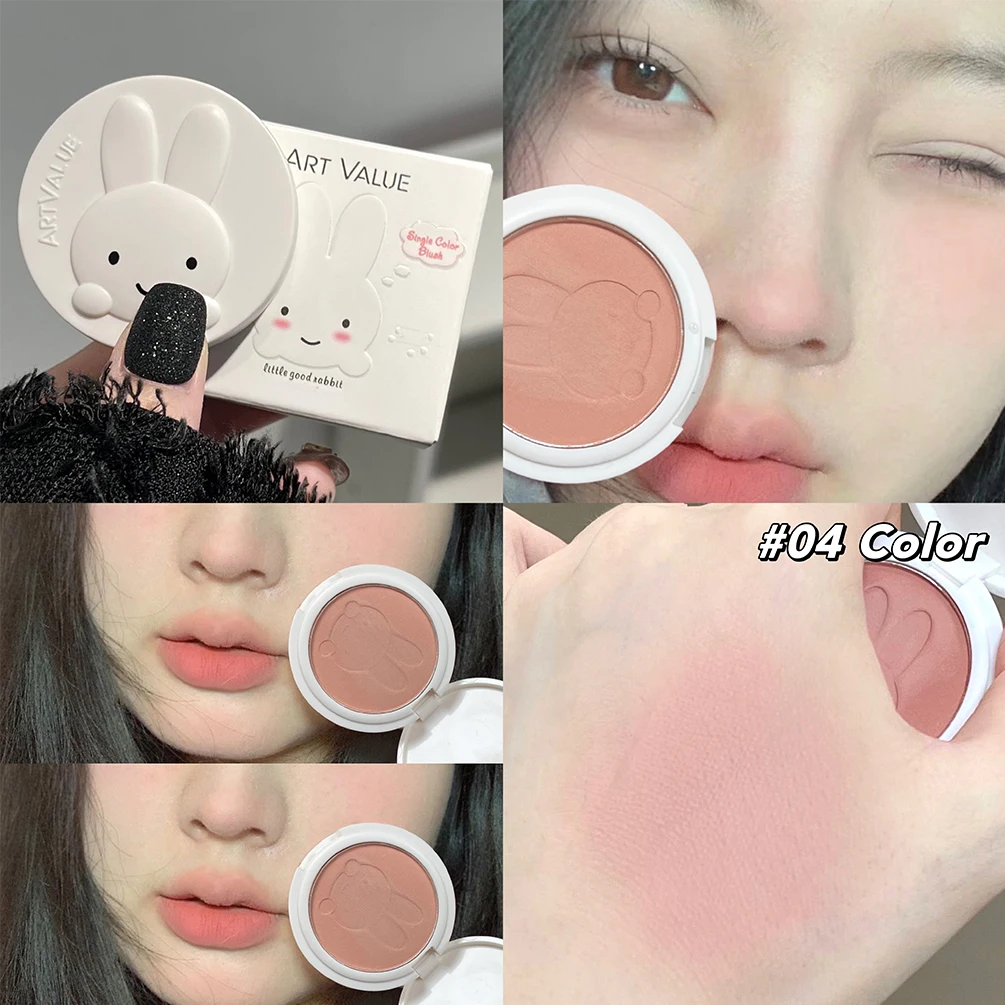 Monochrome Blush Palette Matte Peach Rouge Cute Bunny Rose Red Cheek Tint Blusher Powder Natural Face Contouring Shadow Makeup