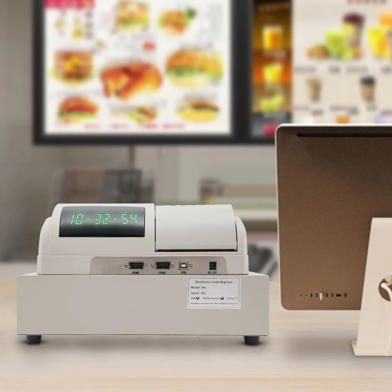 Netwerkvrije elektronische kassa 6 autoriteitsniveaus UV-kasdetectielicht Noodschakelaar voor café-bakkerij Kruidenier