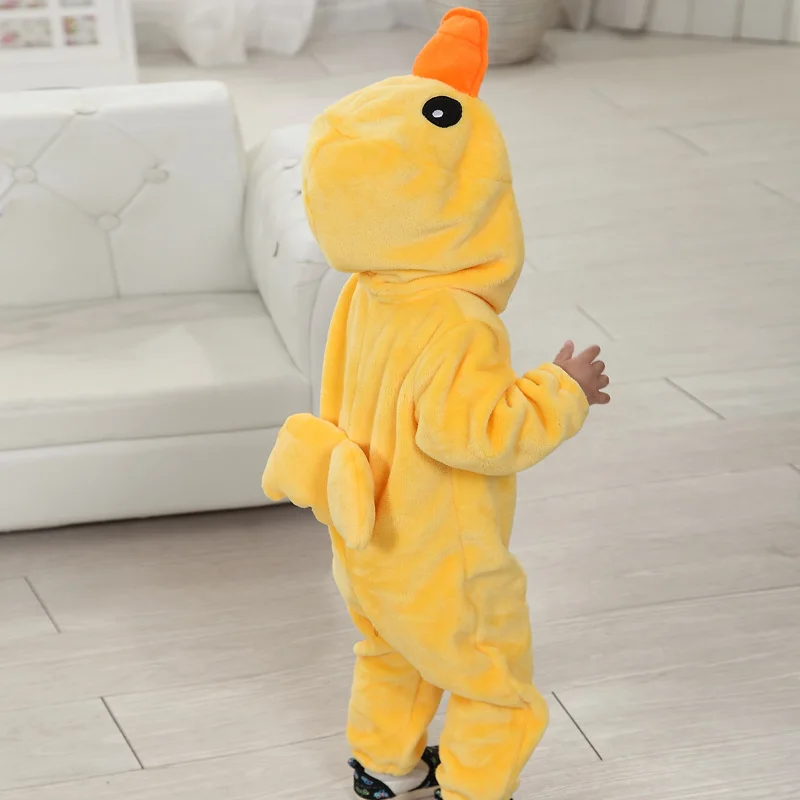 Lemurpapa Kigurumis Duck Baby Bodysuits Boys Girls Anime Onesie Cosplay Costume Baby Romper Infant Soft Flannel Halloween  0-3Y