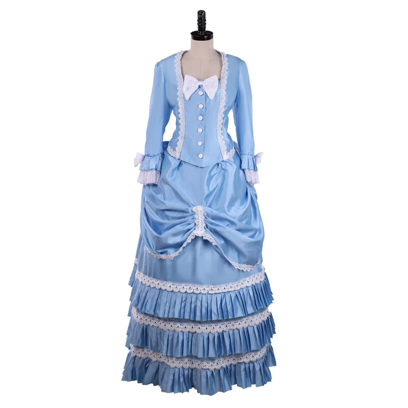 Victorian Bustle Blue Ball Gown 1860s Civil War Southern Beauty Bustle Dress Halloween Christmas Ball Gown Scarlett Costume