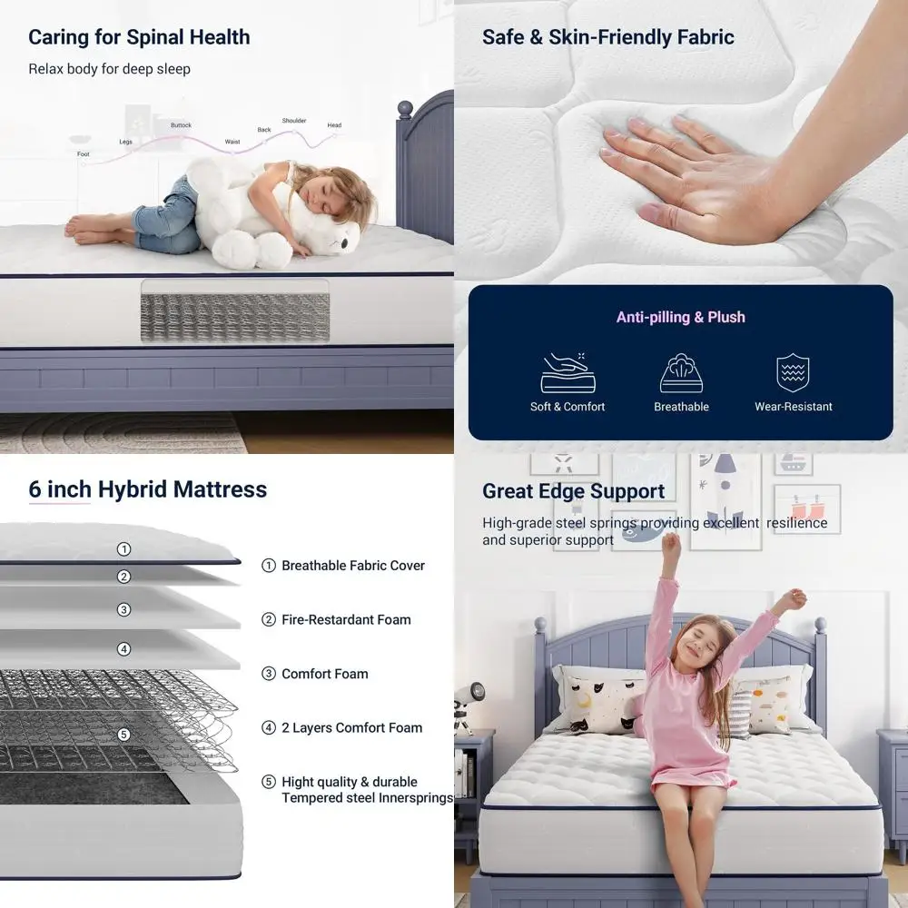 

Матрас средней жесткости (6), с дышащей тканью, адаптивной поддержкой, сертифицированный, подходит для спален стандартного размера и детских комнат