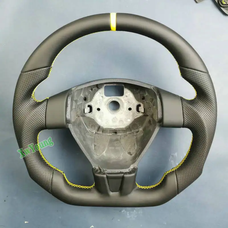 Customize D Shape Full Leather / Carbon Car Steering Wheel For Skoda Octavia Fabia 2008-2014