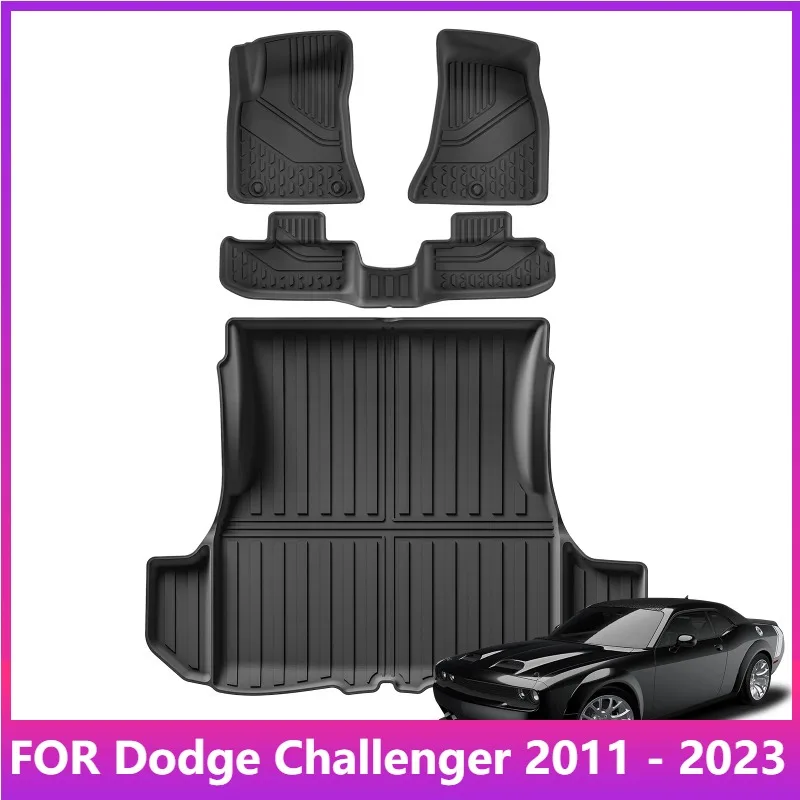 

Напольный коврик для Dodge Challenger RWD 2011-2023 года, американская версия, TPE, 3D, автомобильные коврики, подкладка для багажника, аксессуары, подходят для левого руля