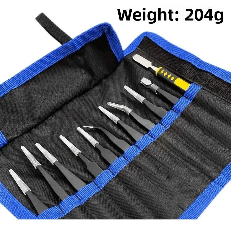 Stainless Steel Anti Static Tweezers Set Precision Electronic Repair Tools for Precision Point 1.5mm Nail Extension Repair