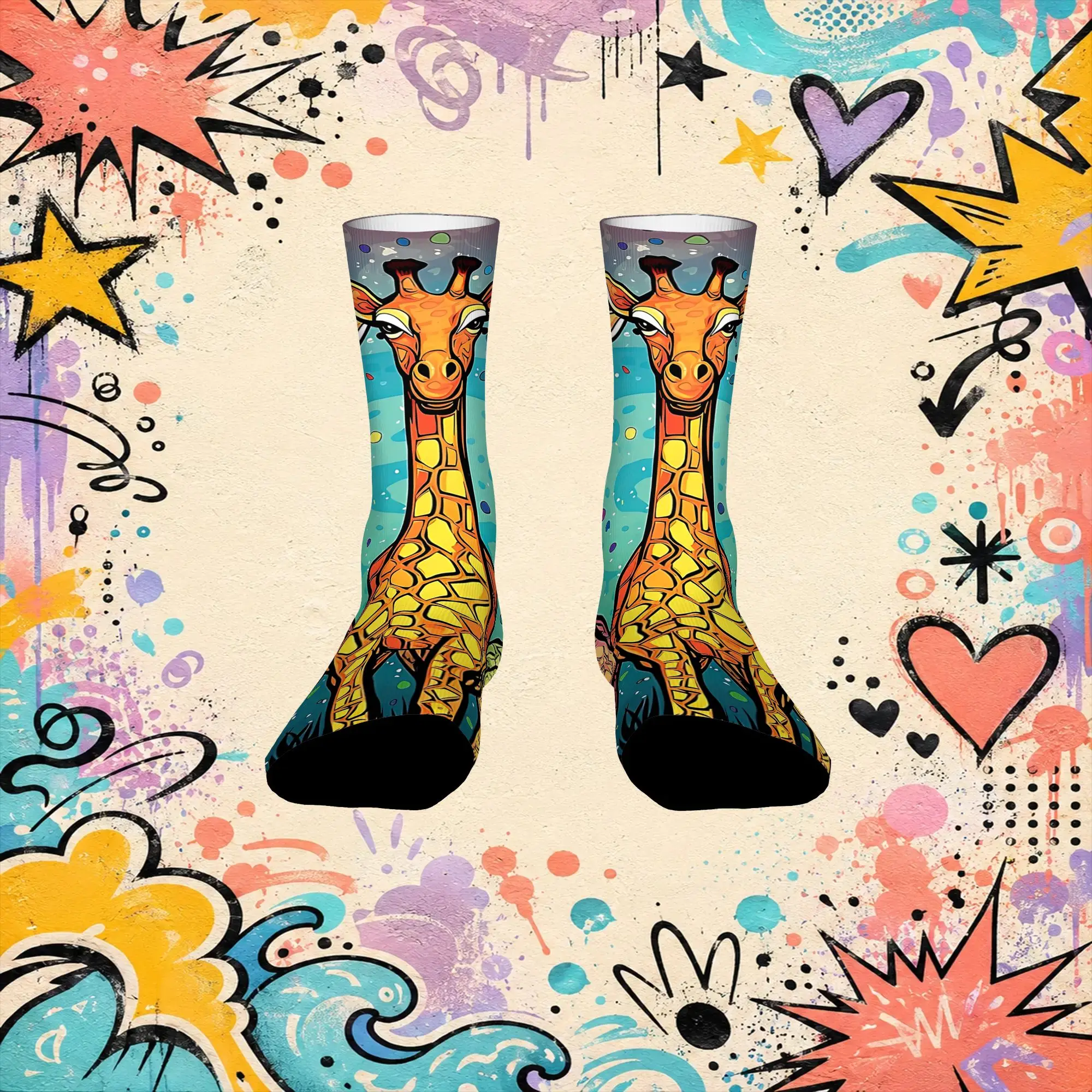Fashion Vintage Giraffe Abstract Pattern Crazy Men's  Crew Sock Unisex  Funny  compression Socks