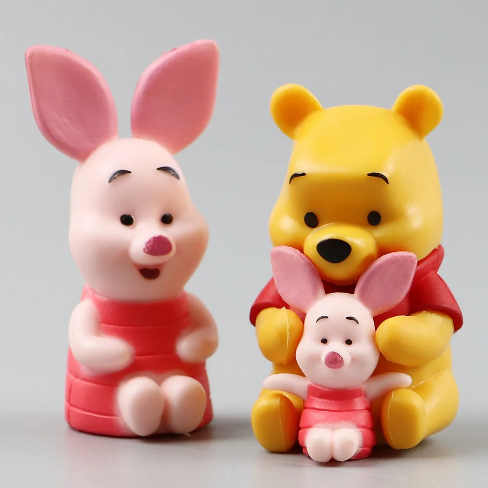 Cartoon Anime Pooh Urso Leitão Boneca com 10 Animais Pequenos, Modelo de PVC, Enfeites De Bolo, Decoração Interior Bonito, Torcendo Ovos