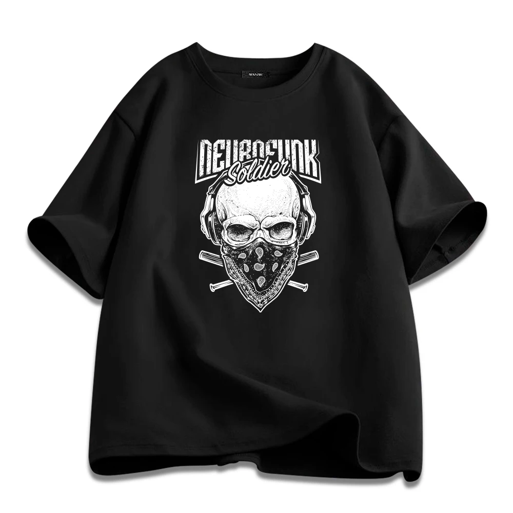 Skull Graphic Printed T-shirts Fashion Mens Clothing Oversize Loose T Shirt Cotton O-neck Tops Street Casual Short Sleeve Tee