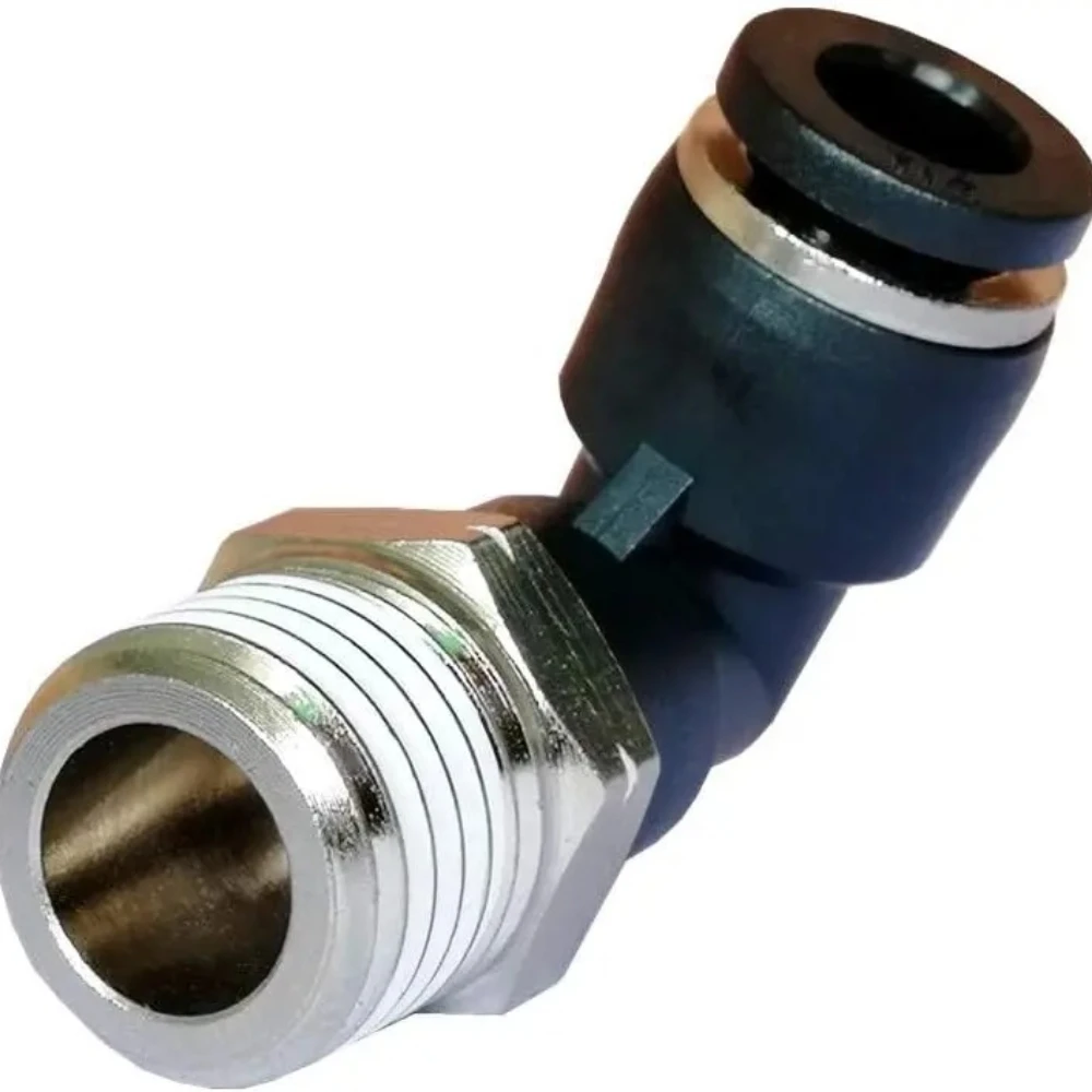 10 Pack Push to Connect Air Fittings 90 Degree Pneumatic Tube Fitting Male Elbow 1/4' Tube OD X 1/4' NPT Thread
