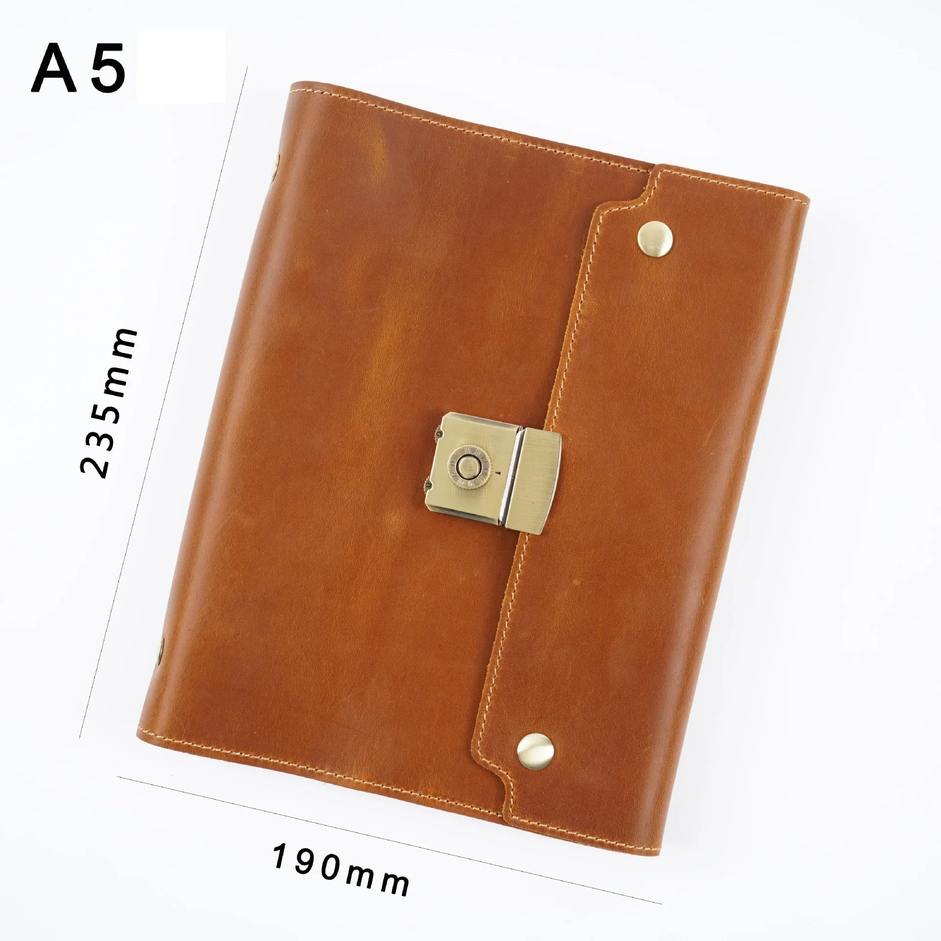 A5 Refillable Leather Journal for Men and Women With Lock Support to Put Cards Banknote Cash Inside