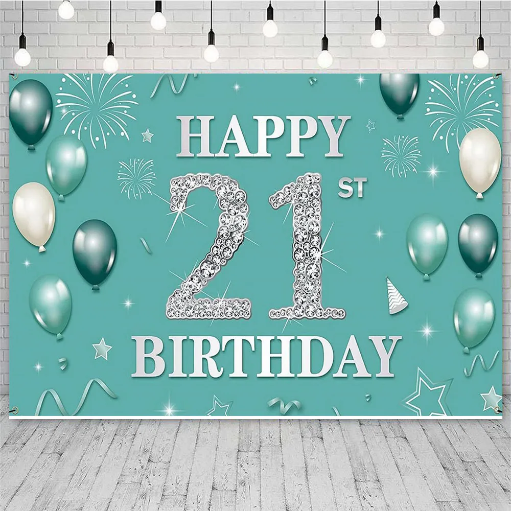 Happy 21st Birthday Party Decoration Banner Backdrop Cheers to 21 Years Old 21th Bday Pink Rose Gold Background for Girls Women