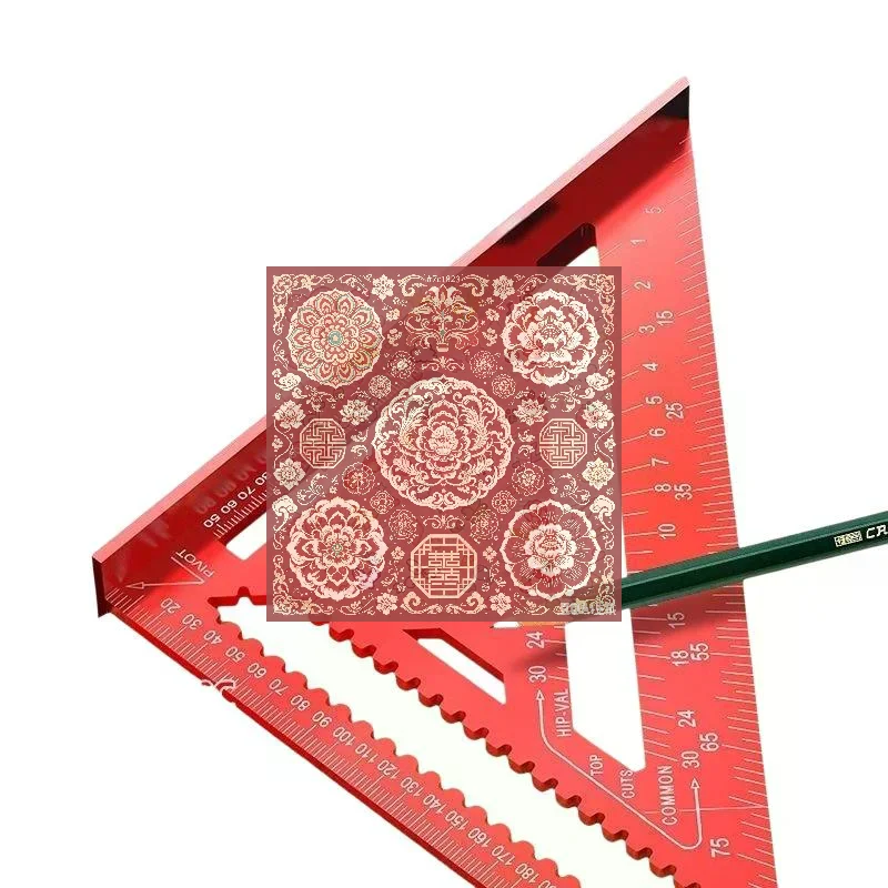7/12 Inch Red Black Aluminum Precision Triangle Ruler Metric Woodworking Square For Carpenter Engineer And Home Decoration