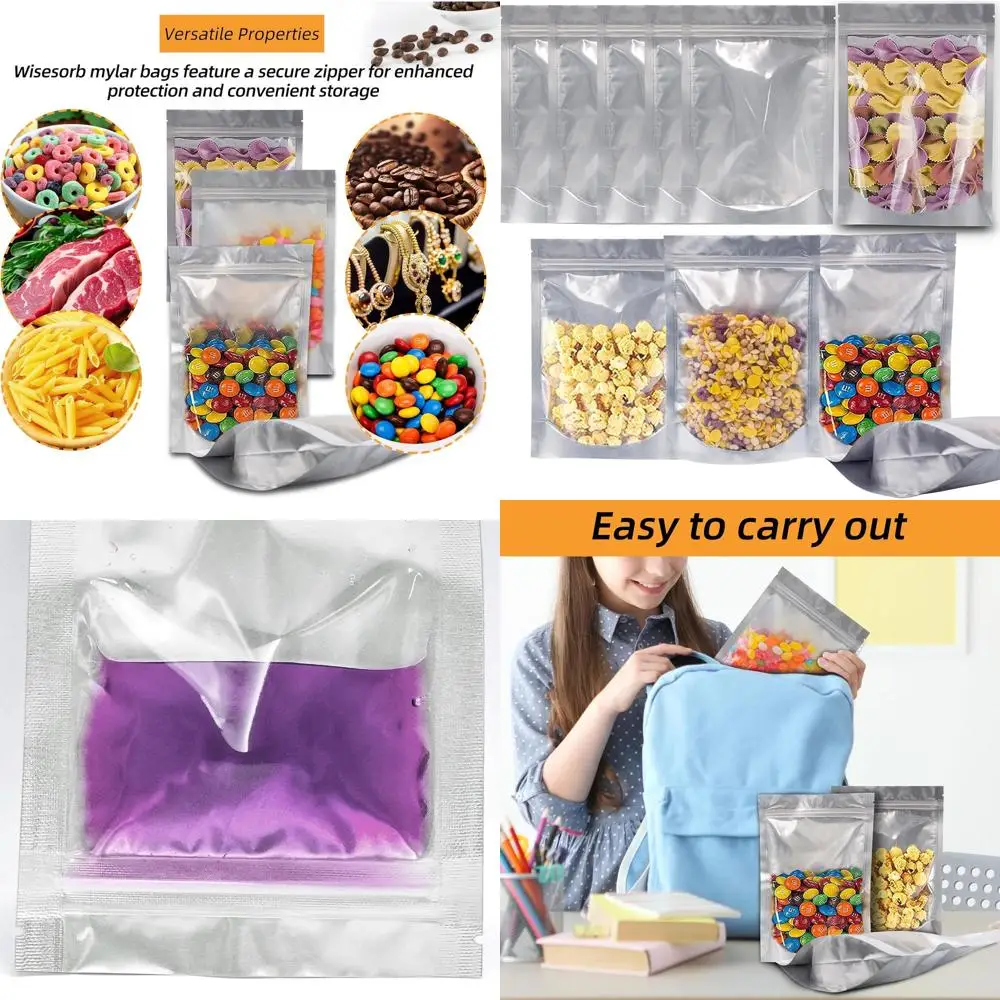 

360 Count, 5x7 Inch Mylar Food Storage Bags with Window, Ideal for Freeze-Dried Candy, Reusable, Long-Term Preservation
