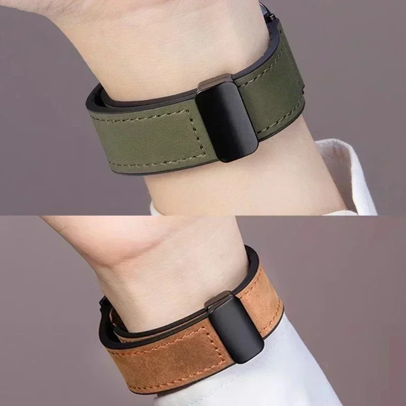 22 مللي متر 20 مللي متر جلد + سيليكون حزام مغناطيسي للغارمين Vivoactive 6 5 4 3/Venu 2 3/Forerunner 970 570 255 245 265 645 745 965 158