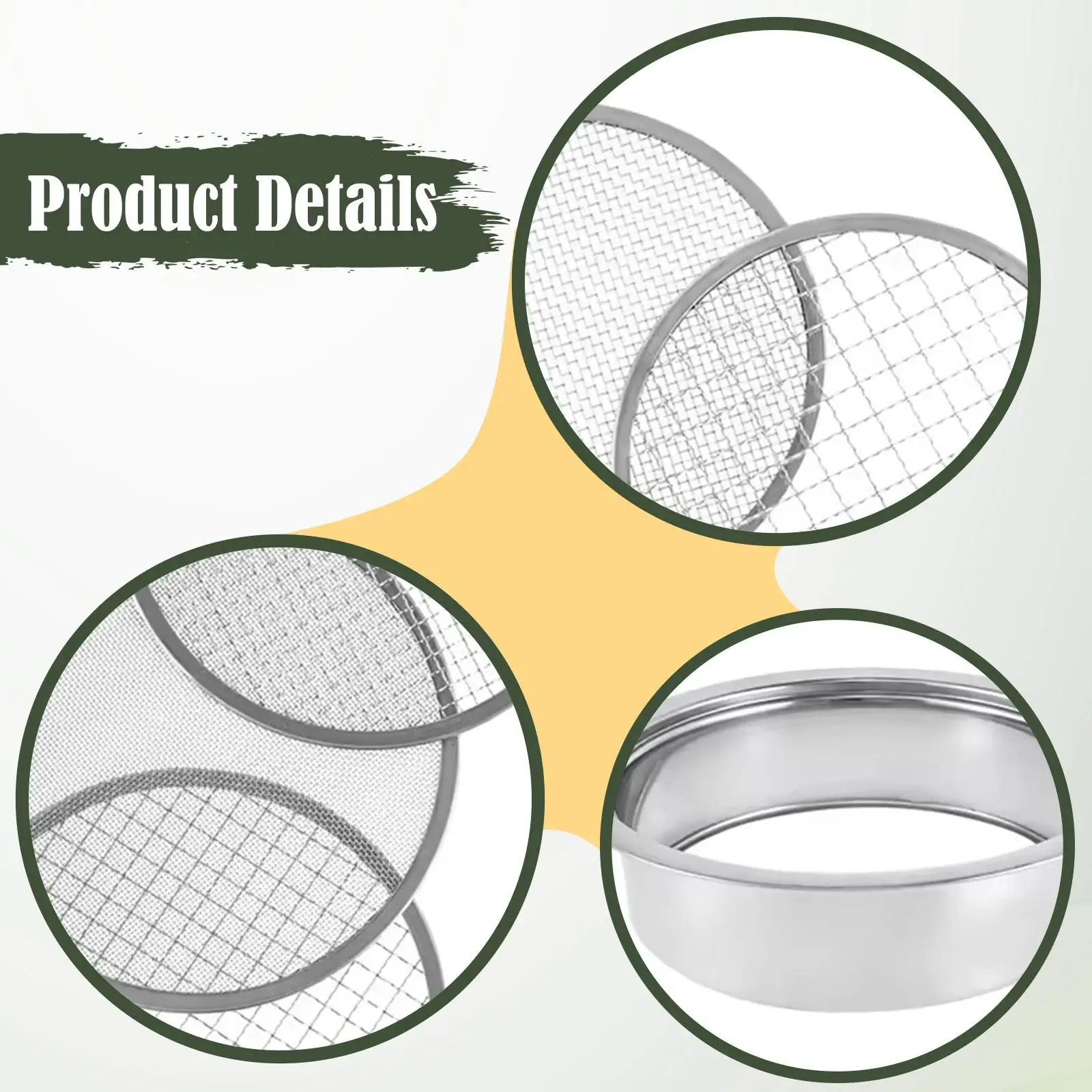 Mixed Size Soil Sifter Kit with Shovel and 5 Mesh Screens for Straining Seedling Soil Compost Sand for Bonsai Flower Bed Garden