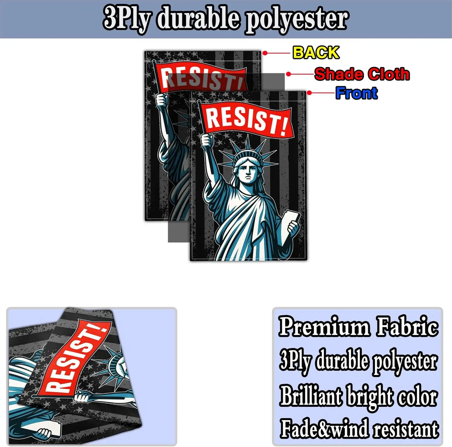 تمثال الحرية النسياني مقاومة حديقة العلم الكراهية المساواة أعلام الحديقة للخارج 12x18 مزدوجة الجانب السياسية لا الملوك ساحة FFI