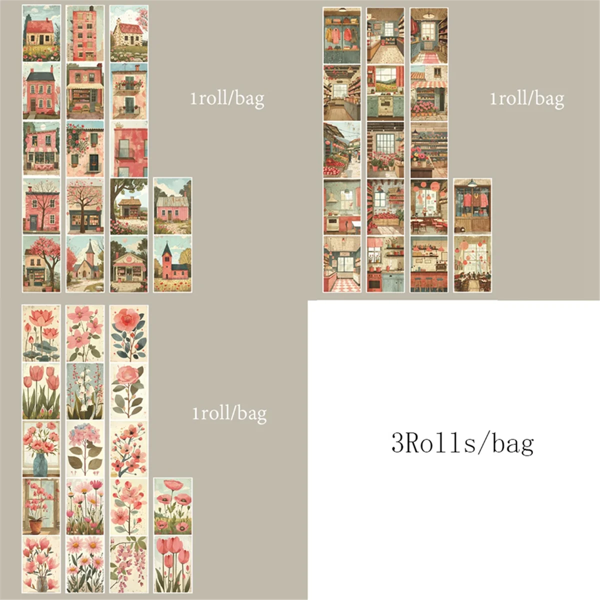 ABXK 3롤/가방 대형 테이프 DIY 핸드북 소재 장식 스티커 A