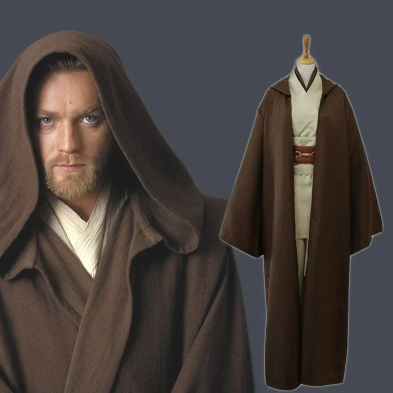 Anakin Jedi Knight Cosplay Costume pour hommes et femmes, Cape à capuche, Anime Classic Movie, Halloween Dam Brown AA, New VAN, 2025