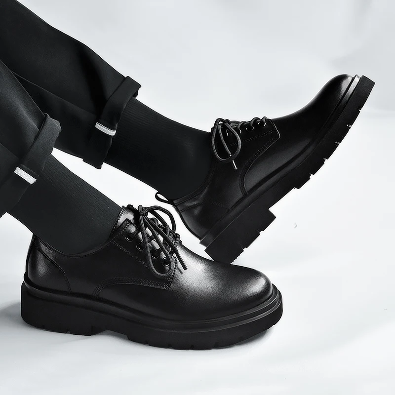 

Повседневная черная мужская кожаная обувь в классическом и джентльменском стиле для офисной и деловой работы, хит продаж для взрослых, обувь на шнуровке 38–46