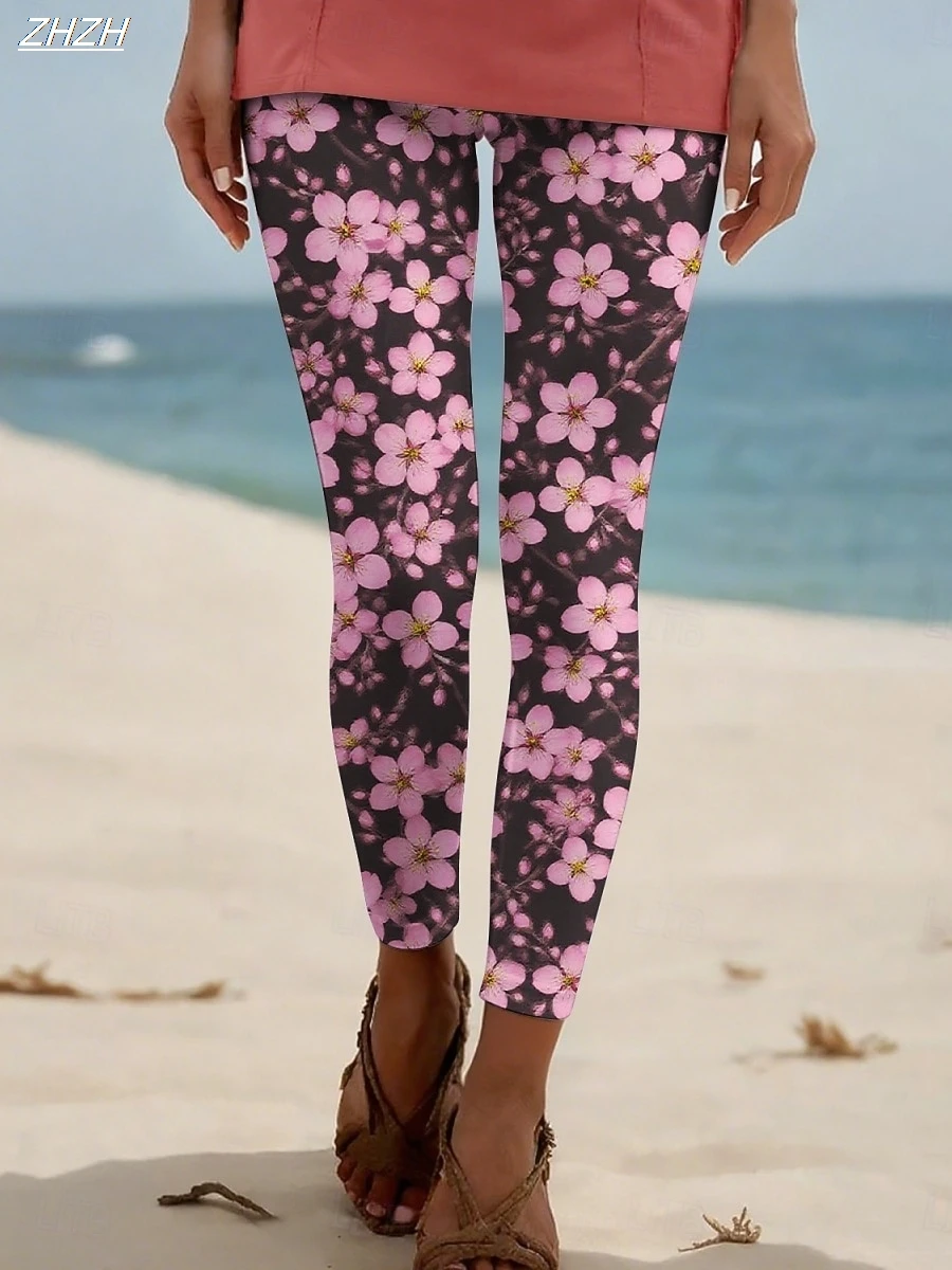Women's Leggings Ethnic Style Graphic floral Pants Trousers Polyester Spandex Stretch Elastic Waist,Control Fall Y2K Streetwears