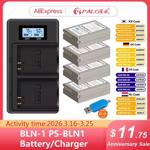 2280mAh BLN-1 BLN 1 PS-BLN1 Battery + Dual USB Charger for Olympus OM-D E-M1, Olympus Pen F, OM-D E-M5, PEN E-P5, OM-D, HLD-6
