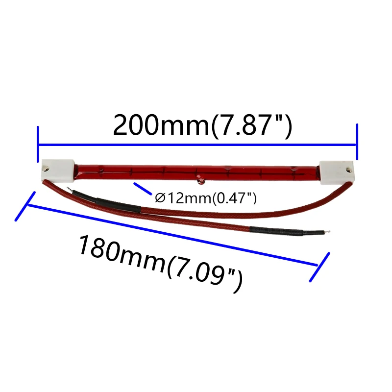 Infrared Lamp 800W20CM235V Paint Curing Bulb Halogen Quartz Heating Element Shortwave Infra-Red Light Golden Bulb Ruby Tube