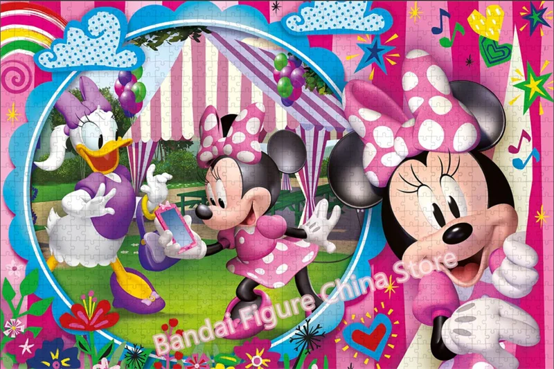 Rompecabezas de Daisy Duck y Minnie Mouse, rompecabezas de dibujos animados de Dinsey Mickey Mouse, rompecabezas estampado de 300/500/1000 piezas, juguetes para niños