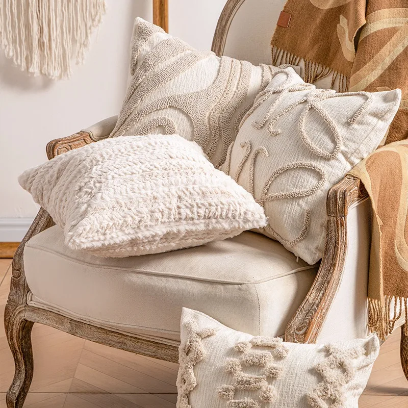 Bohemian Fringe Pillow Covers Trendy Knit Sofa Cases Cozy Living Room Cushion Covers Vintage Inspired Throw Pillowcases
