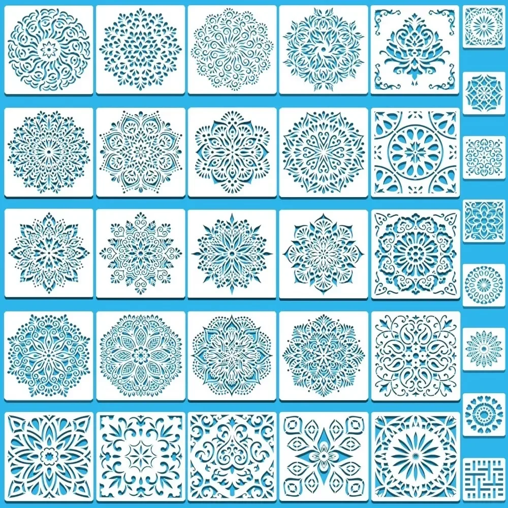 

33Pack Mandala Painting Craft Templates - Mandala templates 6 x 6 inch and 3.5 x 3.5 reusable painting templates,