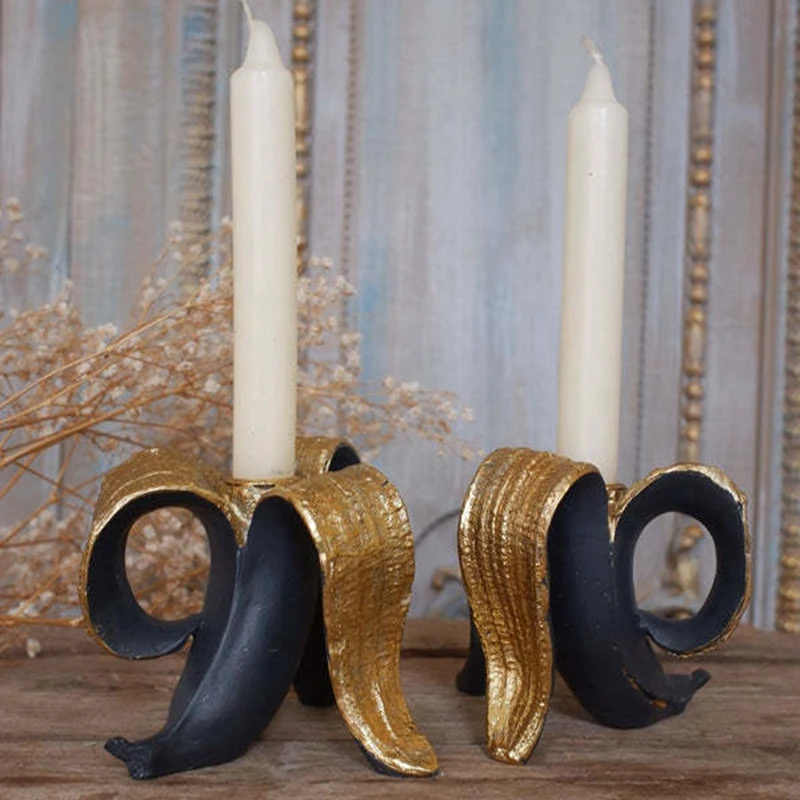 2PCS Classic Candlestick Holder Personality Banana Shape Candle Holder Home Table Candlestick Party Special Props Home Durable